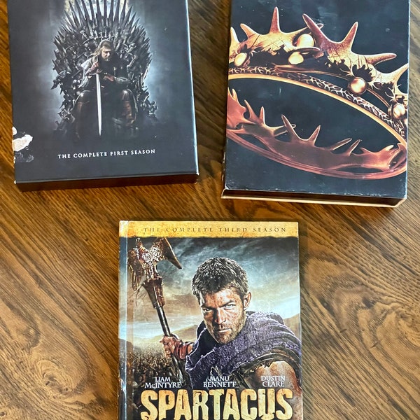 Lot of 3 DVD TV Show Series Box Sets - Game of Thrones  Seasons 1 and 2 - 2012 / 2013 / HBO & Spartacus  War of the Damned - 2013 - Starz