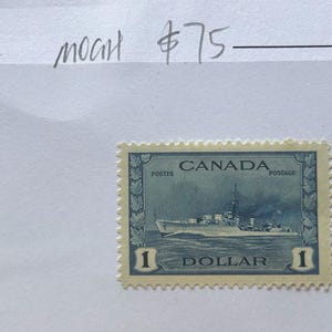 Canada Stamp - Scott # 262 - 1 Dollar - 1935 - MOGH - Tribal Cast Destroyer - Royal Canadian Navy - Dark Blue - SCV 75.00 - Vintage Gem!!