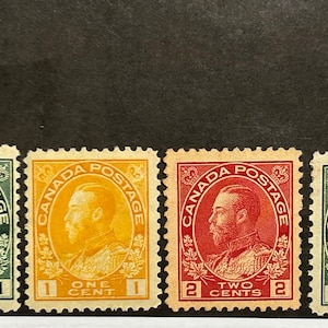 Canada Stamp Lot of 4 - 1911 Scott # 104-107 - Admiral - MNH - General Issue Cat. 180.00 - 105b light H/104a thin - Vintage Gems!!