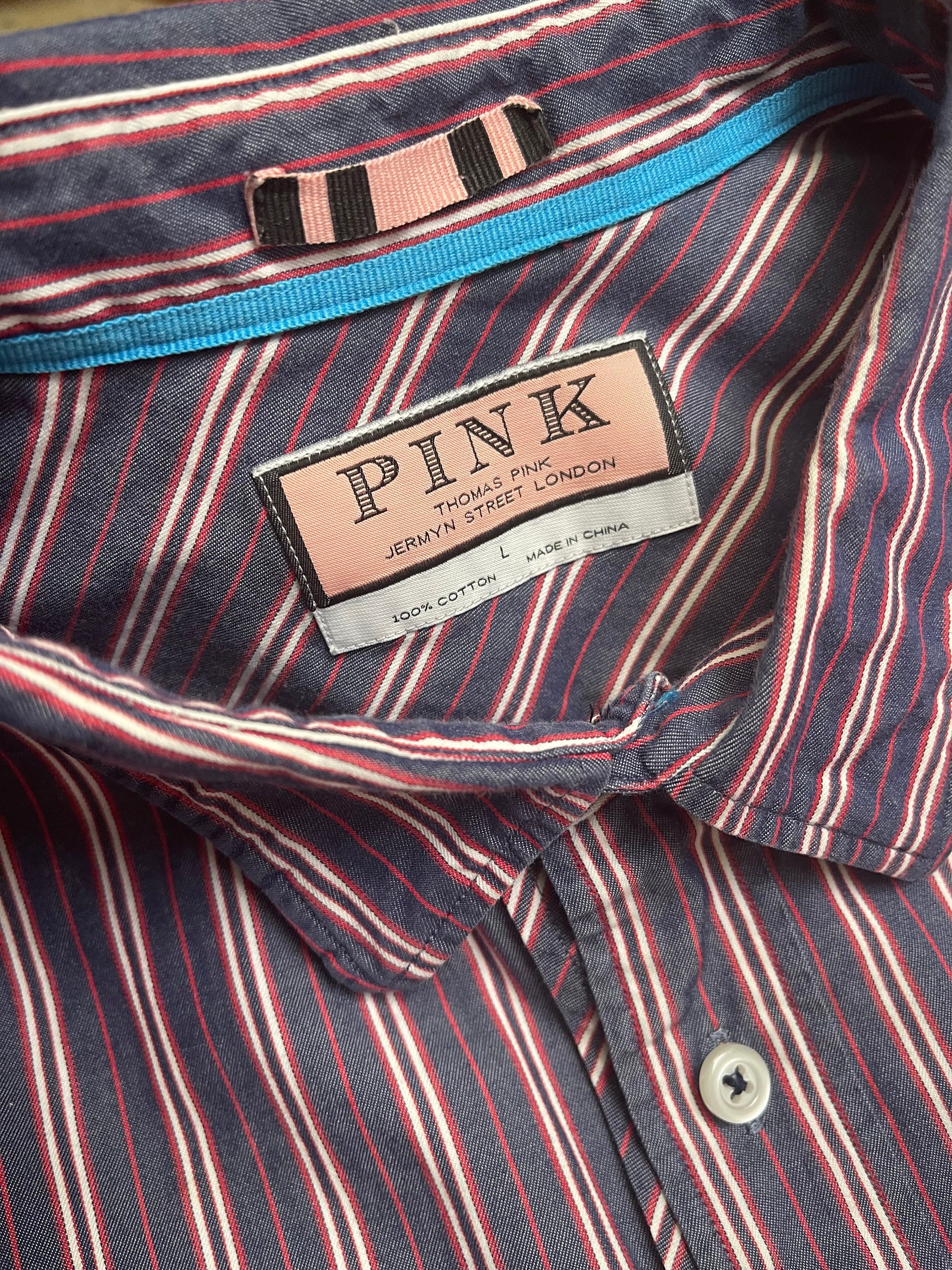 Pink - Thomas Pink Jermyn Street London - Mens Large Long Sleeve Button up  Dress Shirt - Red Blue \u0026 White - Like New - Etsy, image size:2250x3000