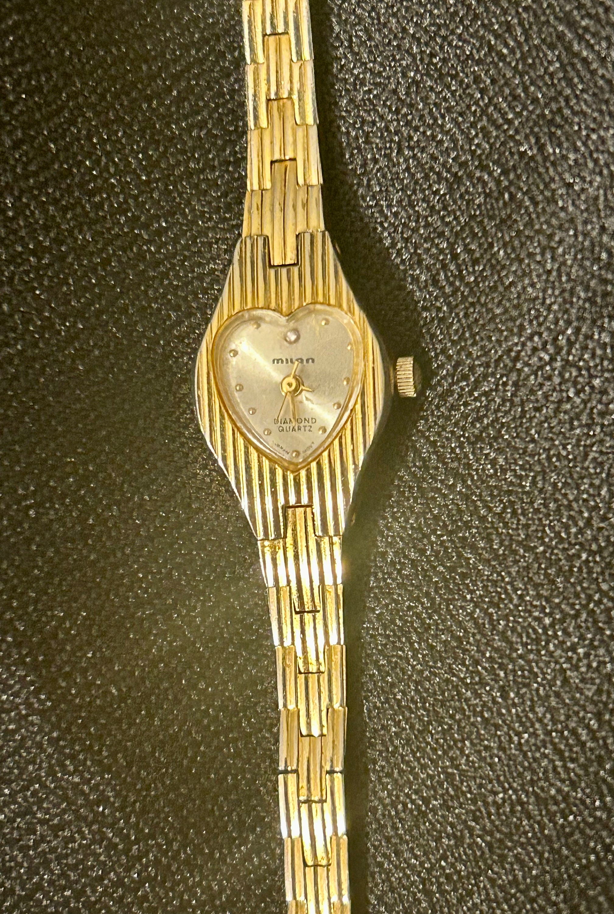 Vintage 2 tone
Ladies watch Milan Diamond quartz Vintage Milan Watch Women Gold Tone Oval Herringbone Stretch  main image 2