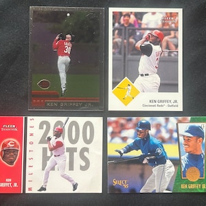 Ken Griffey Jr. - Lot of 4 Cards - 1995-2003 - Mint & Clean! 2000 Topps Finest - 2003 Fleer Tradition (2) - 1995 Score Select - Vintage Gems