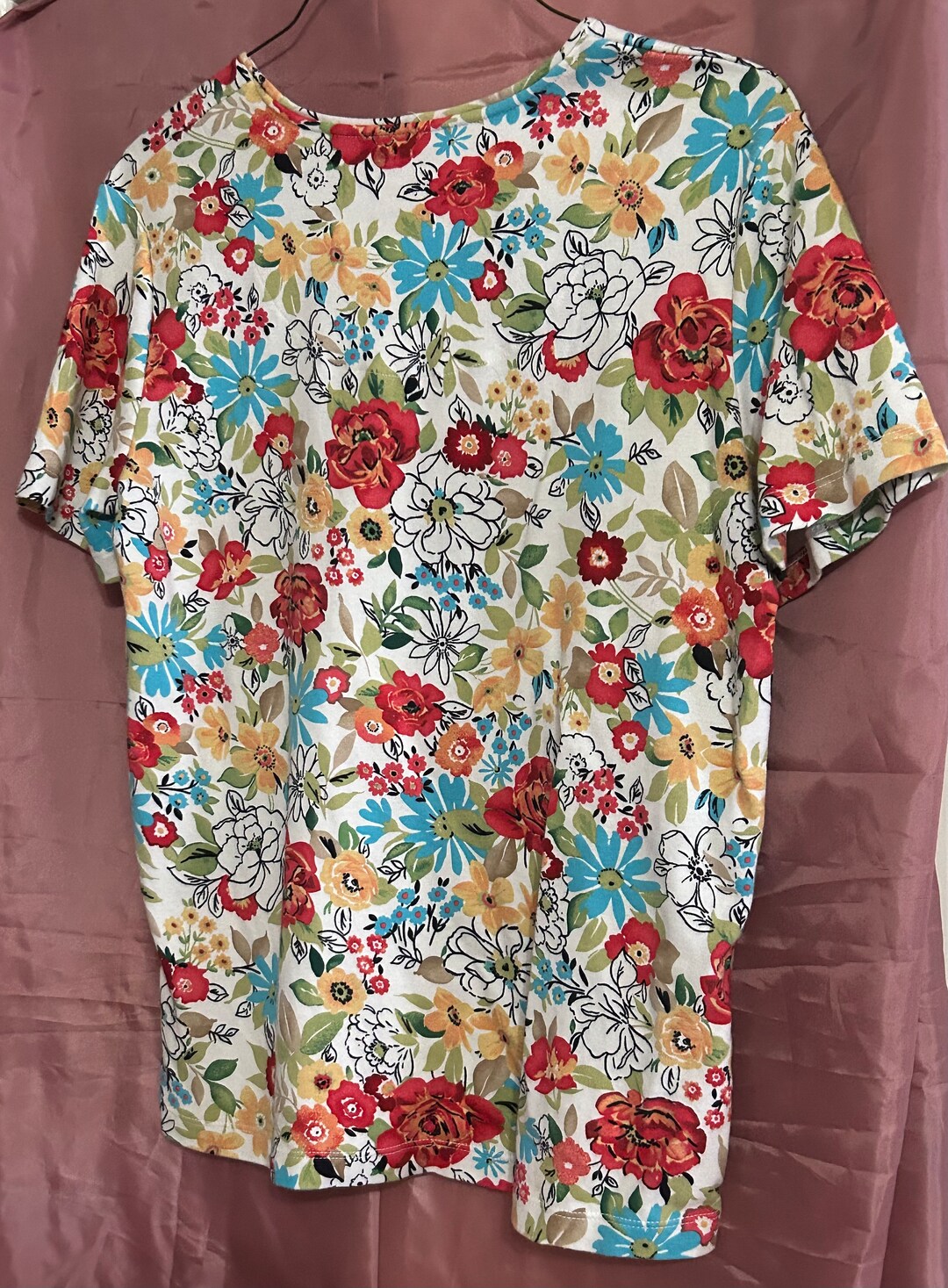 ◆LETERIE◆ VINTAGE FLOWER RIBBON TSHIRT_WHITE White Stag T-shirt - Women's L/G / 12/15 - Floral - 100