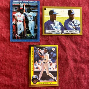 1991 and 1990 Custom Ken Griffey Jr. and Senior - Lot of 3 Cards - Mint & Clean! - Baseball Hall of Fame - Absolute Vintage Gem!! See Pics