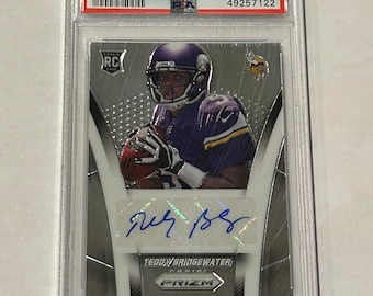 2014 Panini Prizm - Teddy Bridgewater Autographed Rookie Card # AR-TB - PSA 9 - Mint Gem - Detroit Lions B/U Qb - Coaching/Player Legend!!