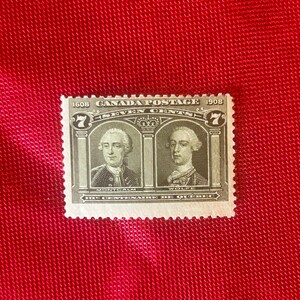 Canada Stamp - Scott # 100 -  7 cent - Montcalm & Wolf - 1908 - MOGH - Very Fine - General Issue - CV 180.00 - Lovely Rare Vintage Gem!
