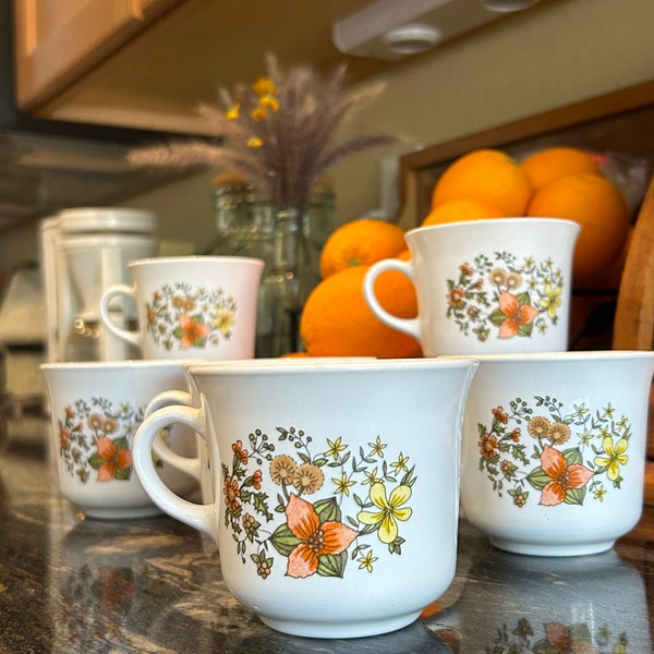 Vintage Corning Ware Indian Summer Pattern - 6 Cup Lot - Great Condition - Rare Vintage Antique Gems!