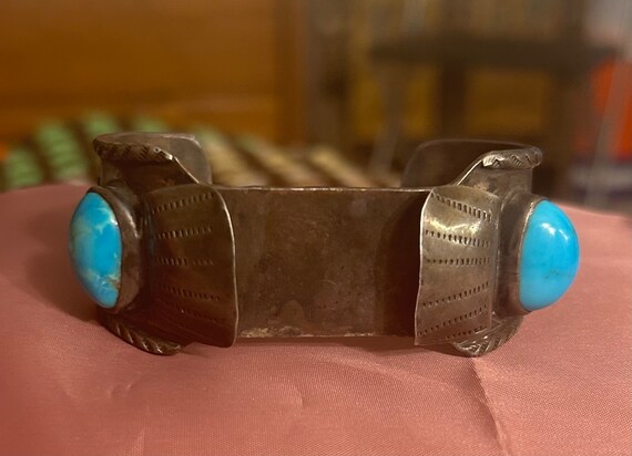Rare Blue Creek Turquoise Vintage Navajo Native American Jewelry Silver Bracelet Old- for lyn Rare Blue Creek Turquoise Vintage Navajo Native American Jewelry Silver Bracelet Old- for lyn