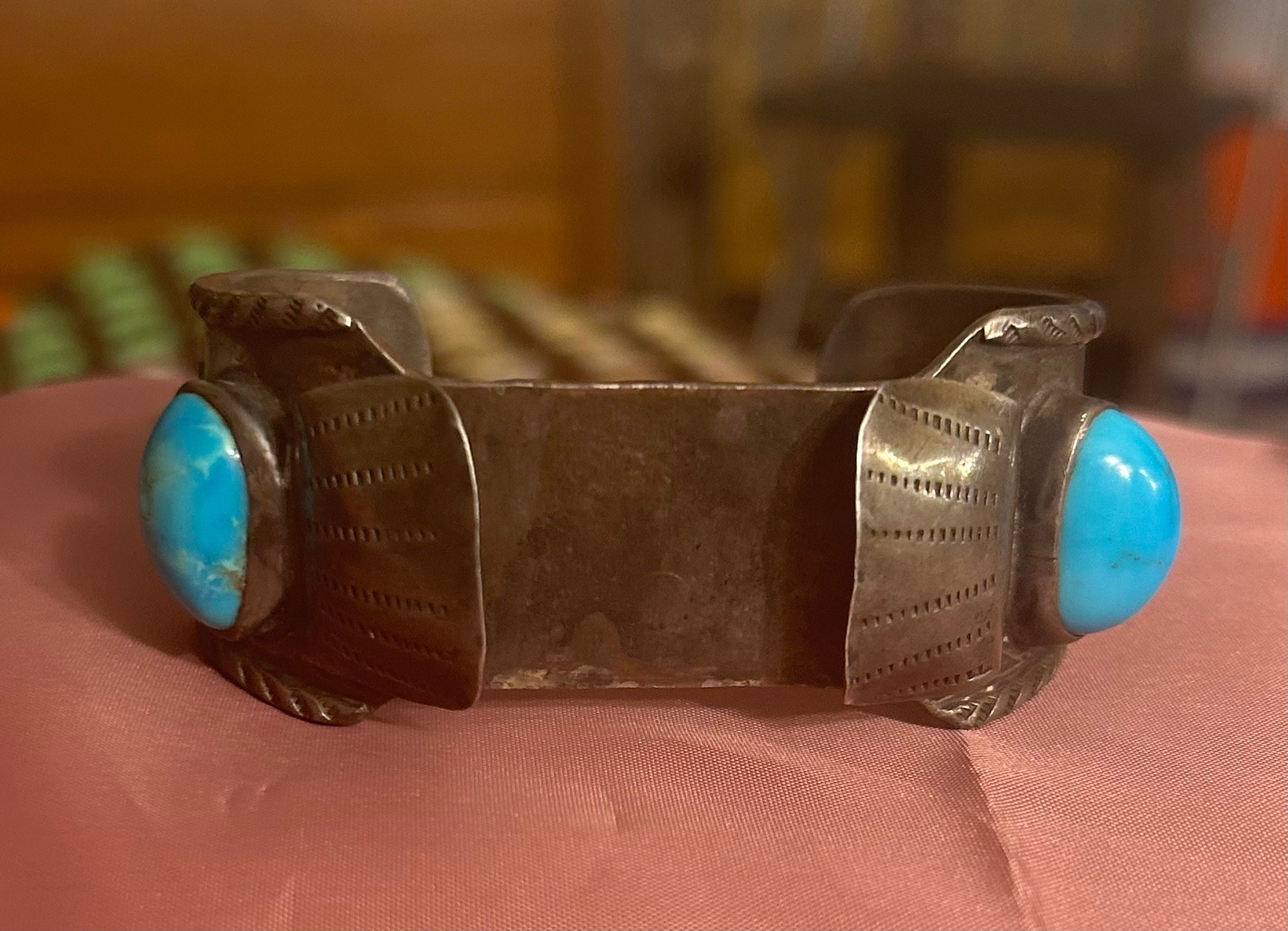 Rare Blue Creek Turquoise Vintage Navajo Native American Jewelry Silver Bracelet Old- for lyn Rare Blue Creek Turquoise Vintage Navajo Native American Jewelry Silver Bracelet Old- for lyn