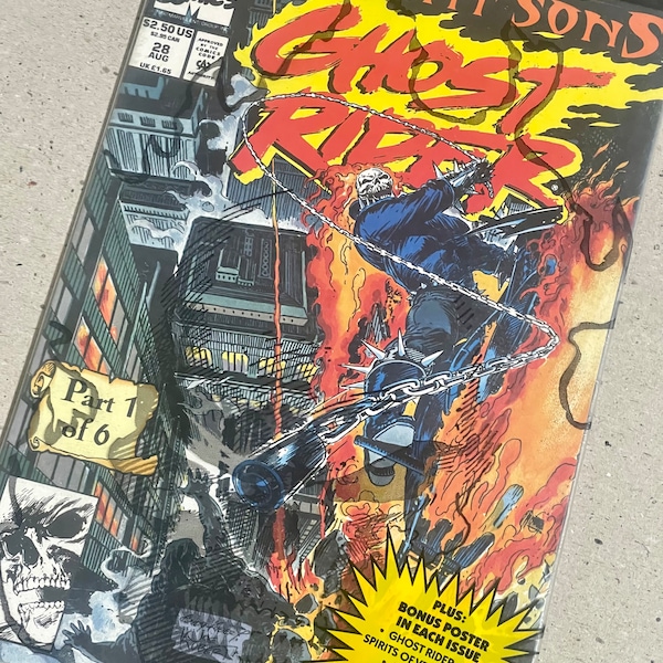 Marvel Comics - Ghost Rider “Rise of the Midnight Sons” 1 of 6 - No 28 - Aug 1992 - 1st App of Lilith - Unopened & Still in Poly w/ Bonus