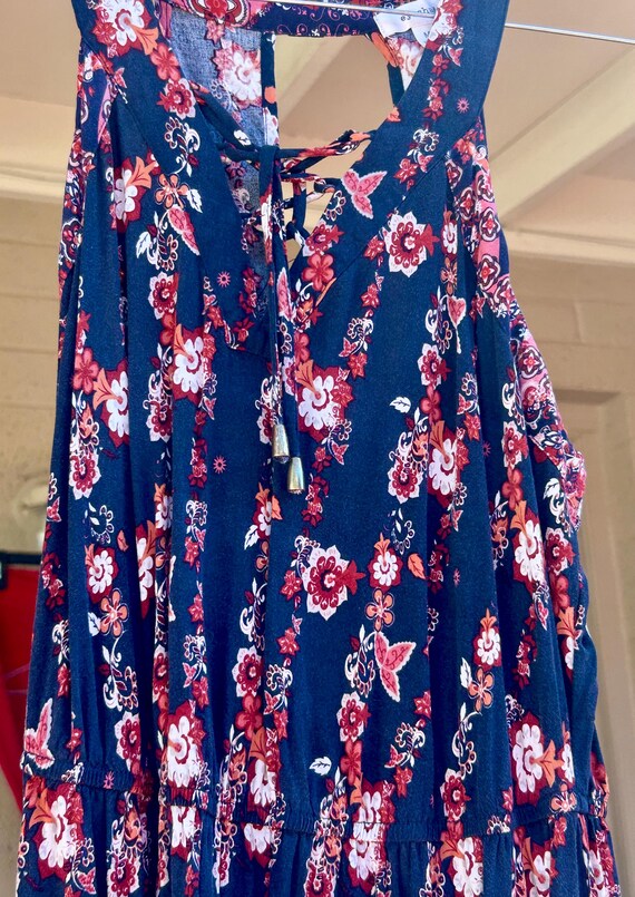 Eyeshadow - Women's Dress - (M) - Blue W/ Maroon / Orange / White Floral -  Mid Length - Waist Tie - Great Condition - Lovely Vintage Gem!! - Etsy New  Zealand
