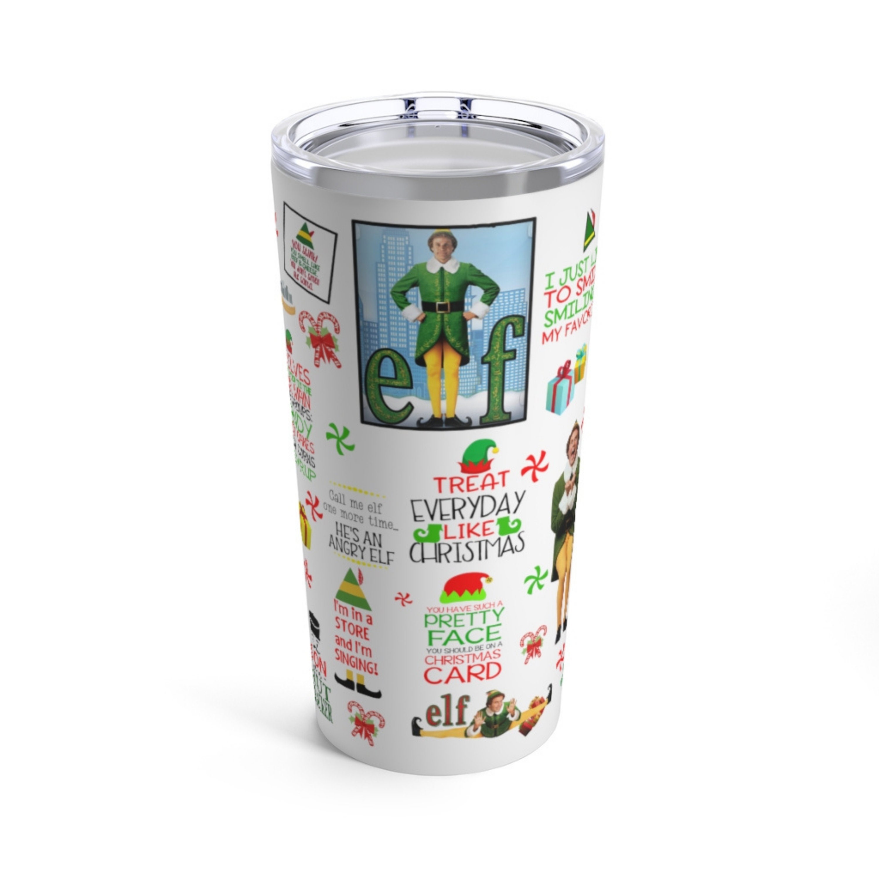Smiling Is My Favorite 20oz Glitter Straw Cup From Elf The Movie