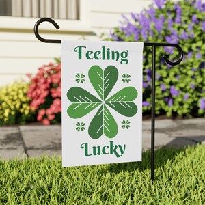 Feeling Lucky Four Leaf Clover Cute St. Patrick&#39;s Day Garden and House Banner