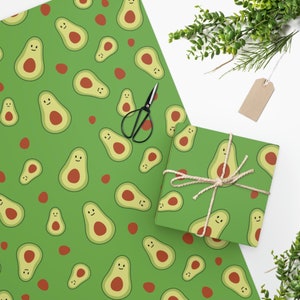 Papel de embrulho de abacate verde, super fofo, design de comida, abacate feliz
