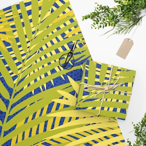 Tropical Wrapping Paper, Polka dots, Leaves, Gift Wrap