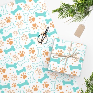 Cute Doggy Paw Print and Bone Wrapping Paper