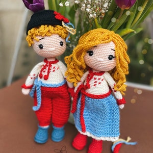 Crochet Ukranian Boy & Girl Pattern, Amigurumi Ukranian Kids Pattern, 2in 1 Pdf Pattern