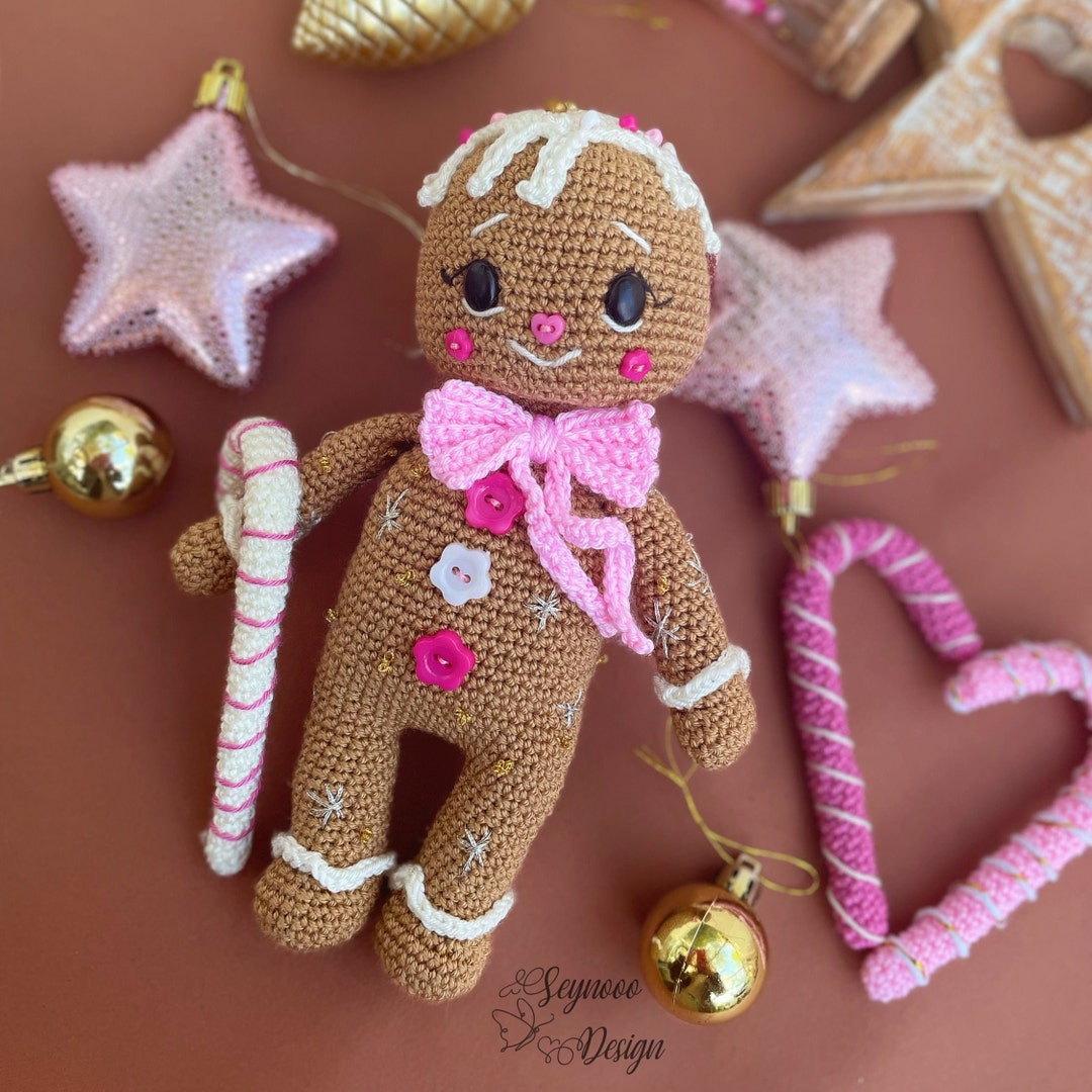 Cute Gingerbread Doll PDF Pattern, Amigurumi Gingerbread Doll Pattern