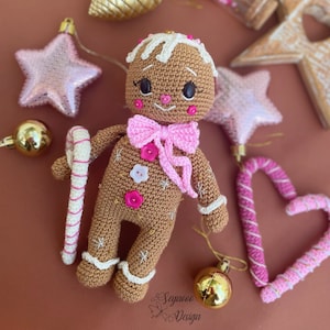 Cute Gingerbread Doll PDF Pattern, Amigurumi Gingerbread Doll Pattern, Gingerbread Doll Pattern