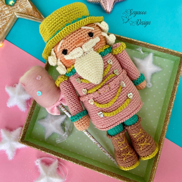 Crochet Nutcracker Pattern, Cute Nutcracker Toy Pattern, Colourful Christmas Nutcracker Pattern