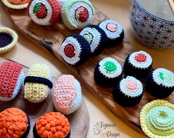 Crochet Amigurumi Sushi Set Pattern: Pretend Play Food (PDF Pattern)