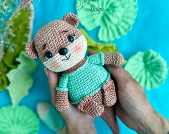 Crochet Otter Toy, Amigurumi Otter with Fish (PDF Pattern) Pattern