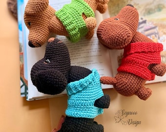 Crochet Dachshund in Sweater Pattern, Amigurumi Dog PDF, Sausage Dog Toy, Cozy Handmade Puppy