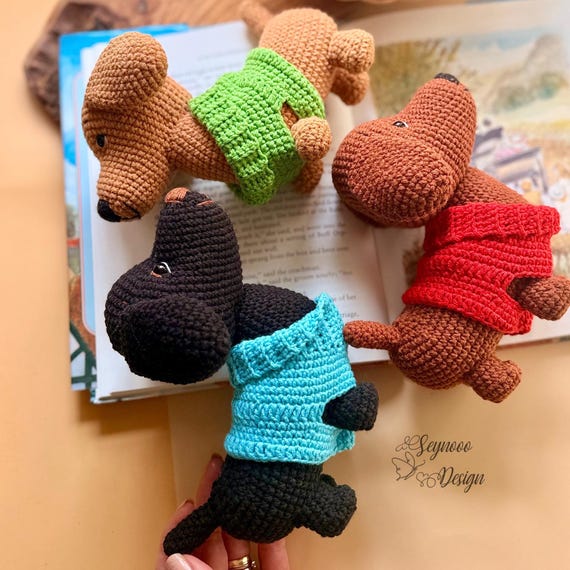 Crochet Dachshund in Sweater Pattern, Amigurumi Dog PDF, Sausage Dog Toy, Cozy Handmade Puppy