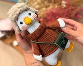 Crochet Goose Amigurumi Pattern: Vintage Traveler Goose Toy (PDF Tutorial)