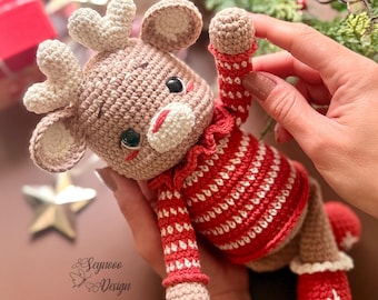 Crochet Cozy Reindeer Pattern, Amigurumi Deer Toy, Reindeer Plushie PDF Tutorial
