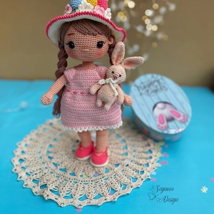 Crochet Easter Doll Pattern: Amigurumi Spring Doll with Bunny (PDF)