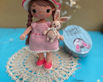Modèle de poupée de Pâques au crochet, modèle anglais de poupée de Pâques Amigurumi, modèle de poupée de printemps