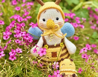 Goose in Bee Costume Crochet Pattern PDF, Amigurumi Goose Toy, Costumed Animal Tutorial