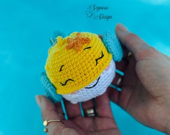 Crochet Puffer Fish Keychain Pattern, Puffer Fish Keychain Pattern, Amigurumi Little Puffer Fish Keychain Pattern