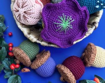 Padrão de amigurumi de cogumelo e bolota em crochê (PDF)