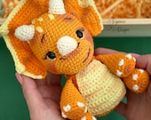 Crochet Triceratops Toy Pattern, Amigurumi Dinosaur (PDF Pattern)