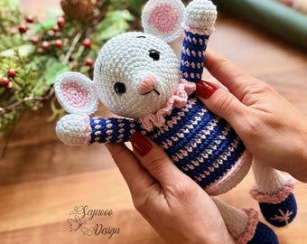 Cozy Mouse Crochet Pattern, Amigurumi Mouse PDF Tutorial, Holiday Plush Toy