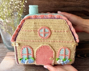 Blossom Bunny Cottage Crochet Pattern PDF , Rabbit Family Amigurumi, Interactive Dollhouse Tutorial, Woodland Cottage