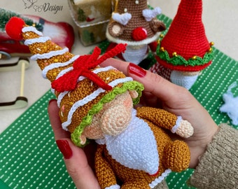 Gingerbread Gnome Amigurumi Crochet Pattern (PDF Pattern)