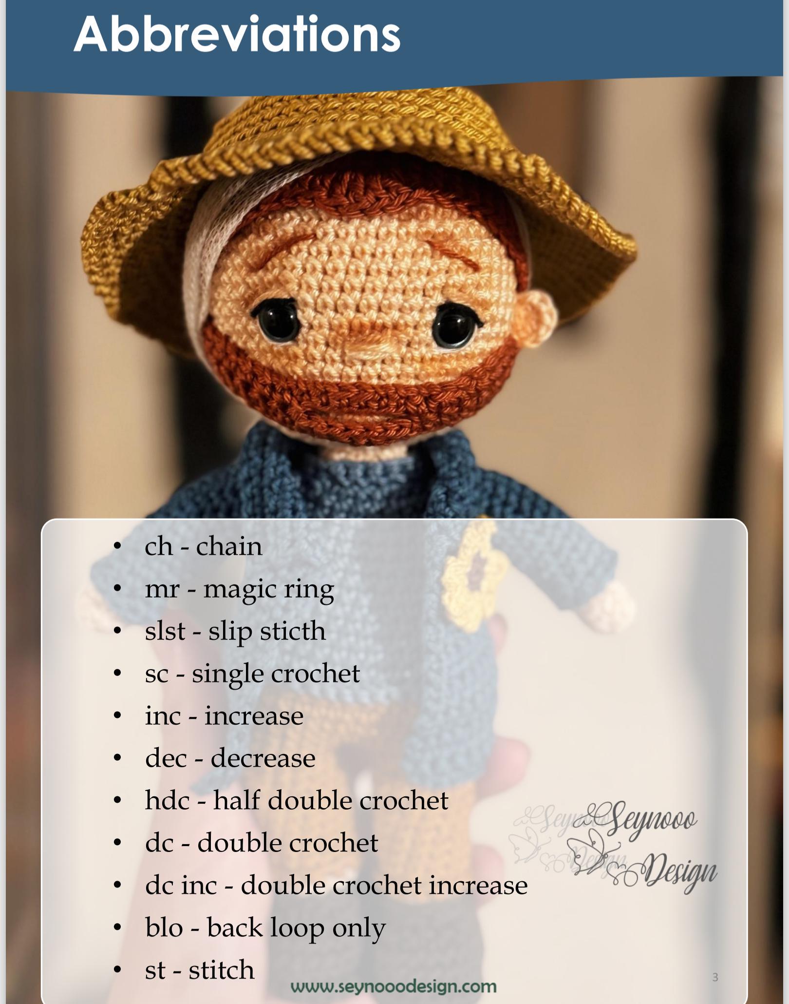 かぎ針編みのゴッホ人形のパターン: あみぐるみアーティスト (PDF