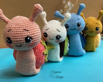 Amigurumi Cute Snail Pattern, Crochet Snail Toy Pattern, Fruity Snail Pattern