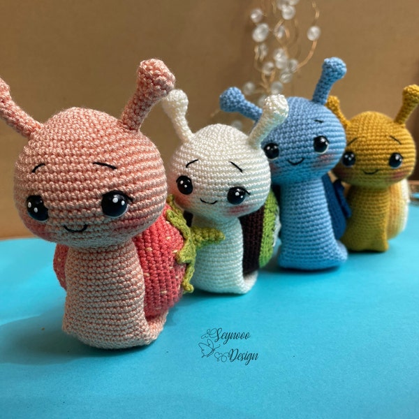 Amigurumi süsses Schnecken Muster, gehäkeltes Schnecken Spielzeug Muster, fruchtiges Schneckenmuster