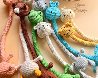 Crochet Long Neck Animals Pattern Bundle, 9 in 1 Amigurumi Toy Pdf, Bag Charm Tutorial