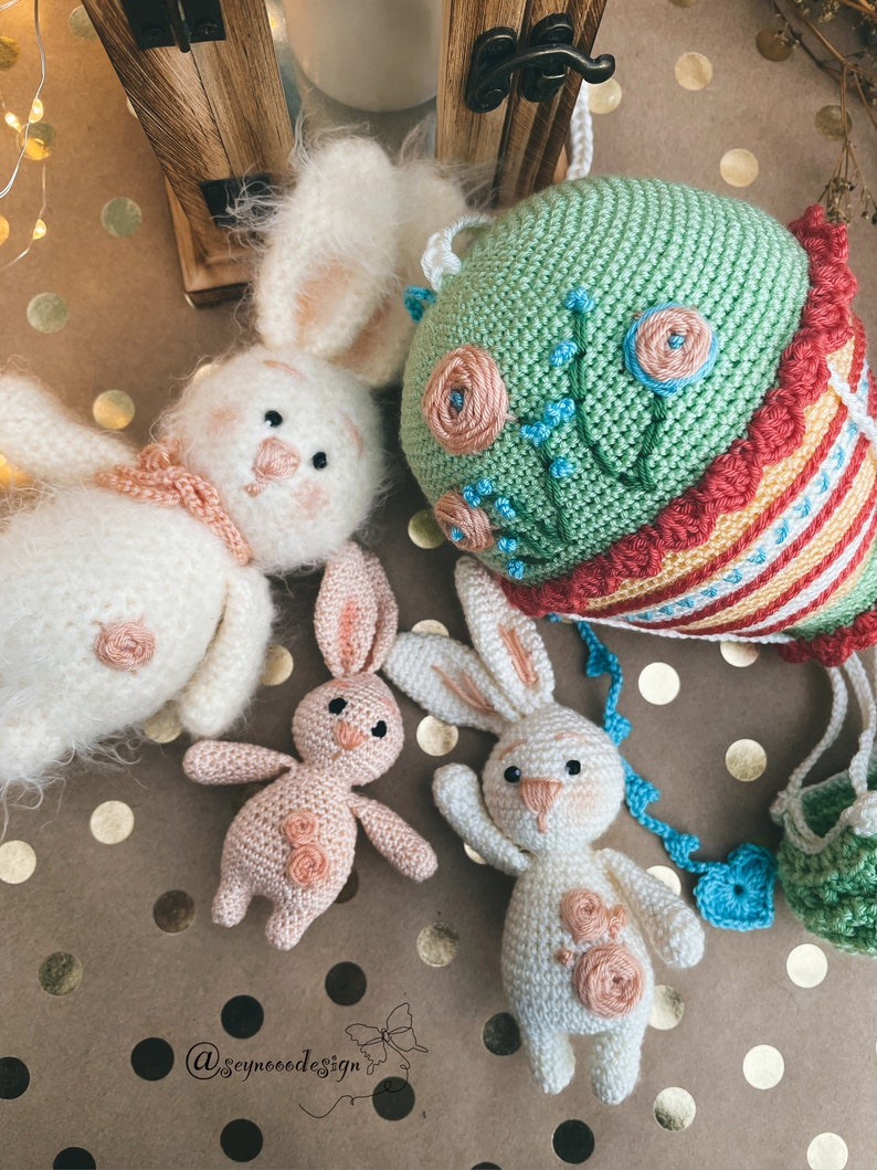 Virkat mönster för luftballong och kanin: Amigurumi-barnrumsdekor (PDF-mönster) bild 2