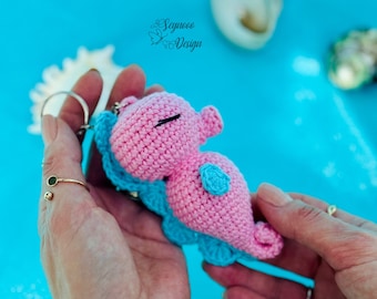 Schema portachiavi cavalluccio marino all'uncinetto, Amigurumi PDF