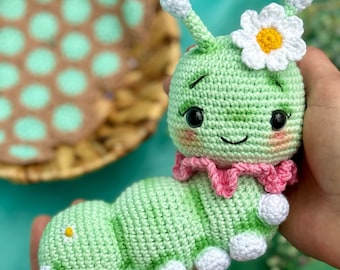 Gehaakt schattig rupsje PDF-patroon, Amigurumi kleine rupspatroon, schattig rupsspeelgoedpatroon