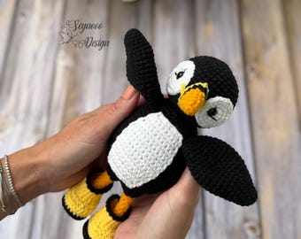 Puffin Crochet Pattern, Amigurumi Puffin in Wellies Tutorial, Bird Plush Toy