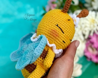 Modello all'uncinetto per la piccola ape addormentata, modello per giocattolo ape Amigurumi, modello PDF per la piccola ape addormentata