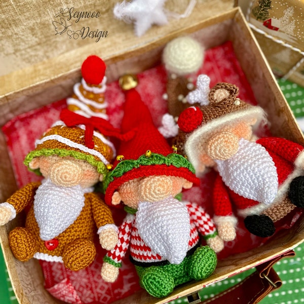 Weihnachten Wichtel Muster 3 in 1 Set, Wichtel Häkelmuster, Süße Kleine Zwerg Anleitungen, Amigurumi Zwerge Muster