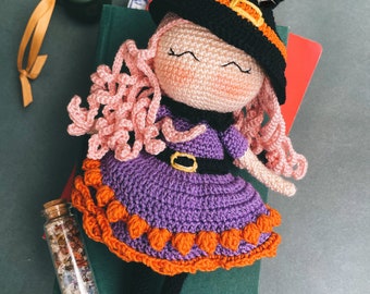 Muñeca Bruja De Halloween A Crochet Pdf Patrón Inglés, Patrón Muñeca Halloween Amigurumi